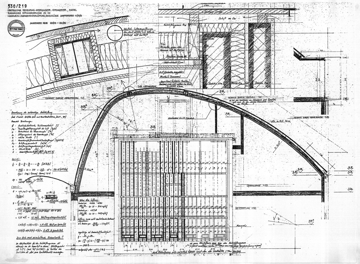 Konstruktionszeichnung Runddach
