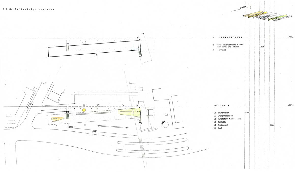 Plan Bürogeschoss und Mezzanin